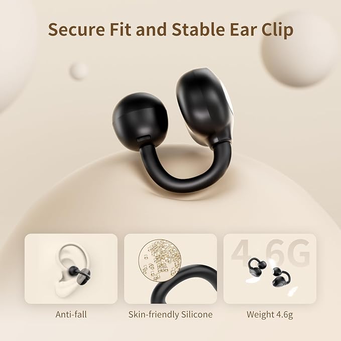 PSIER Open Ear Earbuds, Bluetooth 5.4 Ear Buds with Digital Display 30H Playtime Bluetooth Earbuds IPX5 Waterproof Comfortable Lightweight Bone Conduction Headphones for Workout Sports Running