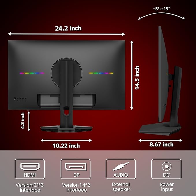 CRUA 27” 4K Gaming Monitor, UHD 3840x2160 160Hz IPS Screen, Height/Pivot/Swivel/Tilt Adjustable Vertical Monitor, Support AMD FreeSync, Built-in Speakers, 120% sRGB, PIP/PBP, HDMI 2.1 & DP 1.4-Black