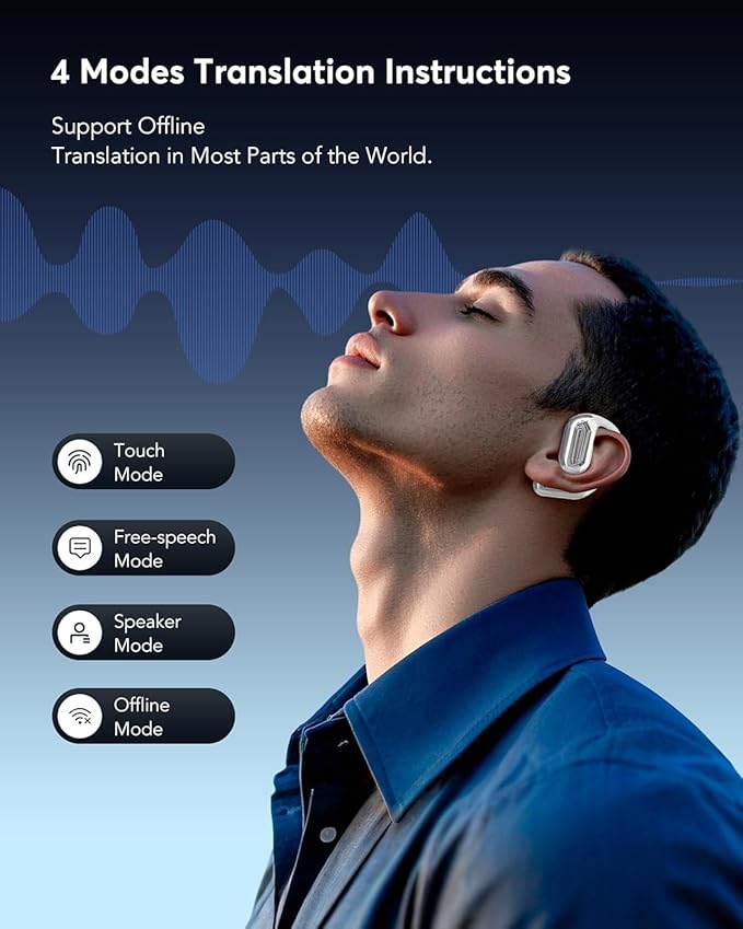 AI Translation Earbuds, Language Translator Earbuds Real Time for 144 Languages,audifonos traductores inglés español,Bluetooth 5.4 LCD Touch Screen Earphones,Ideal for Travel Business Learning