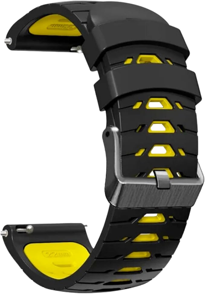 Silicone Watch Strap for Men, Silicone Smart Watch Band Strap for Original & Foreman, Smartwatch Accessories, Quick-Swap Design (Black and Yellow)