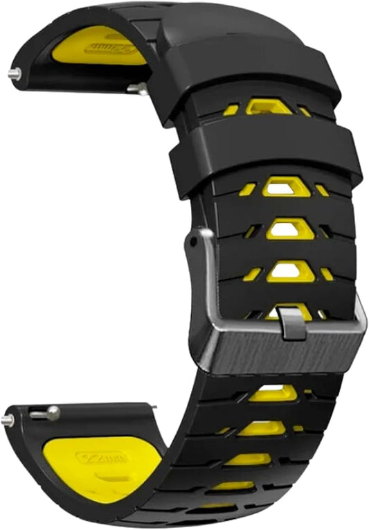Silicone Watch Strap for Men, Silicone Smart Watch Band Strap for Original & Foreman, Smartwatch Accessories, Quick-Swap Design (Black and Yellow)