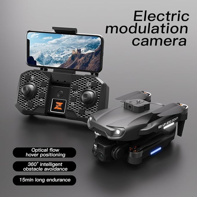 4K Drone with Camera, Brushless Motor, Long Battery Life, 4-Way Obstacle Avoidance, Infrared Night Vision, Gimbal Anti-Shake, One-Key Take Off & Landing, WiFi FPV Quadcopter with Triple cameras