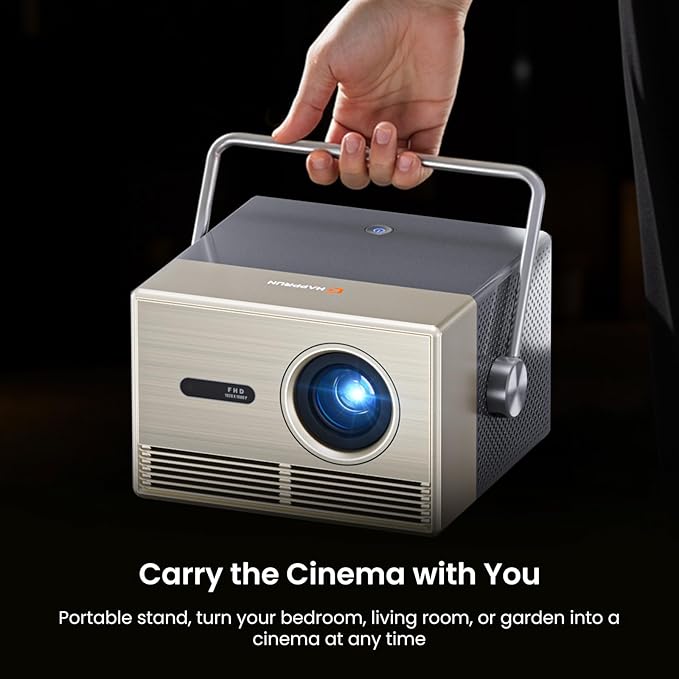 2000 ANSI Official Licensed Google TV Outdoor Projector 4K Full HD, Smart Projector with Wifi and Bluetooth, Auto Focus, Dolby Sound, Built-in Apps, Indoor Home Theater for Phone/TV Stick/PC/PS5-Gold