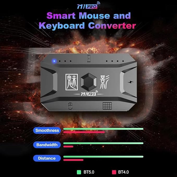 One Handed Gaming Keyboard and Mouse Combo, with Gaming Mouse Converter, Rainbow Backlit 25 Keys Portable Small Mechanical Feel Keyboard Support Customize Button, for Android, PC Gamer