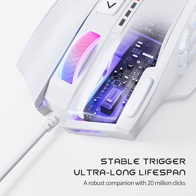 UtechSmart Venus Gaming Mouse RGB Wired, 16400 DPI High Precision Laser Programmable LED MMO Computer Gaming Mice with 12 Side Buttons