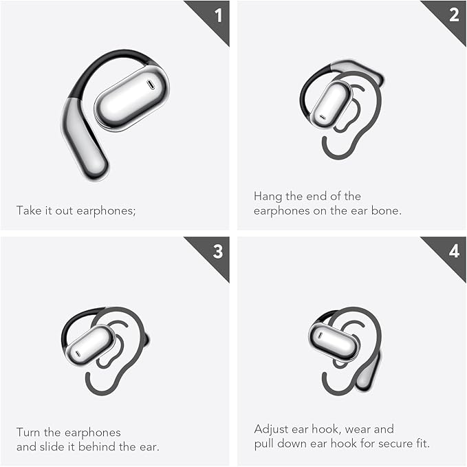 Open Ear Bluetooth 5.4 Earbuds, Wireless Headphones Sport Over Earphones Built-in Mic with Ear Hooks 50H Playtime with LED Display Charging Case Ergonomic IPX7 Waterproof for Running Fitness