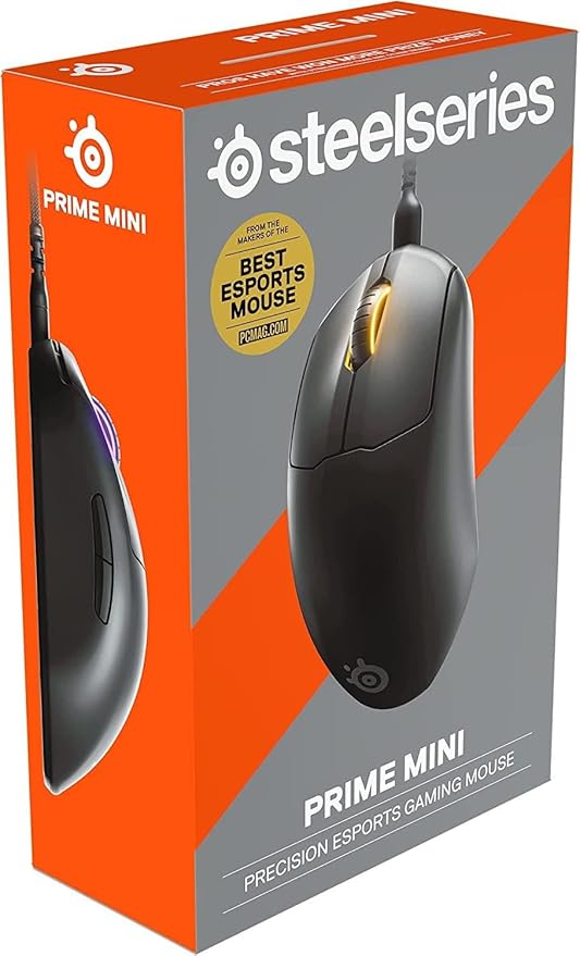 SteelSeries Esports Mini FPS Gaming Mouse Ultra Light 61g – Prime Mini Edition – 5 Programmable Buttons – 18K CPI TrueMove Pro Sensor – Magnetic Optical Switches - Customizable - RGB Lighting – PC/Mac