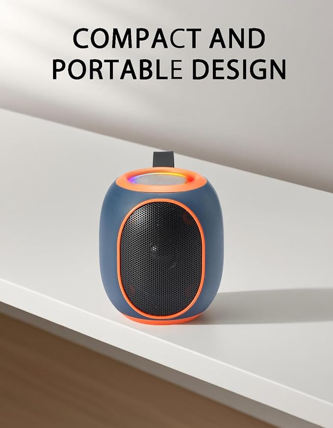 WS-338 Mini Bluetooth Replica Speaker – Portable HD Sound with LED Ring Light, Built-in Microphone, USB/TF Support, Surprise Gift for Music Lovers(Blue Orange)