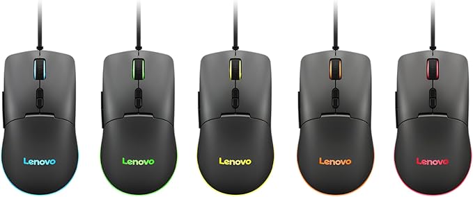 Lenovo M210 RGB Wired Gaming Mouse for PC, Laptop, Computer with Windows & Chrome OS - 3 Zone RGB, 8000 DPI Adjustable Sensor, 7 Programmable Buttons – Palm Grip Mouse for Gamers (Black)
