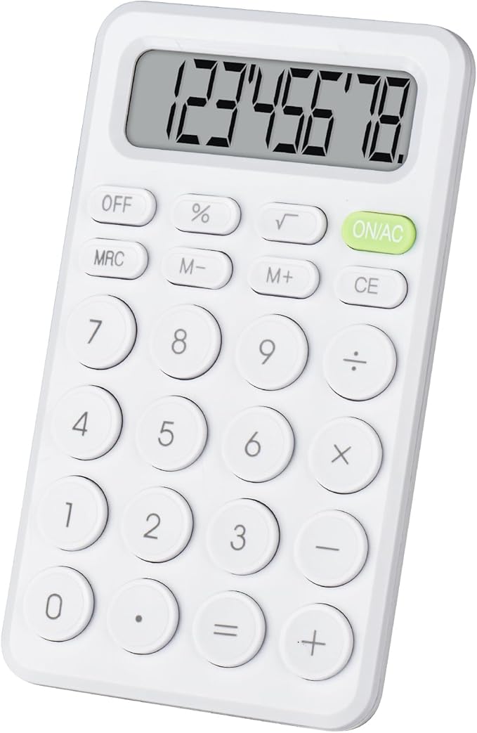 Basic 4 Function Calculator for Students and Office: Small, Portable, and Easy-to-use - Suitable for School and Office Essentials(White)