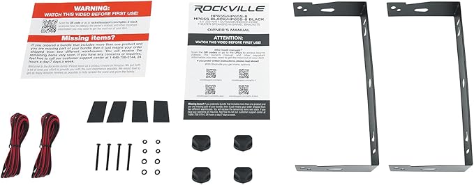 Rockville HP65S Black 6.5" 500W Indoor/Outdoor Speakers, Swivel Bracket, Waterproof, Rustproof Grill, for Home Theater and Patio