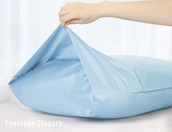 Sunflower Body Pillowcase 100% Cotton Long Pillow Cover/Case Envelope Closure 1 Pack, 21×54 inches Ashley Blue, Soft and Breathable