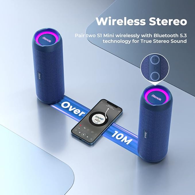 RIENOK Portable Bluetooth Speaker 30W Dual Pairing True Wireless Stereo HD Sound IPX7 Waterproof Outdoor Sport Shower Wireless Speaker Bluetooth 5.3 for Home Party