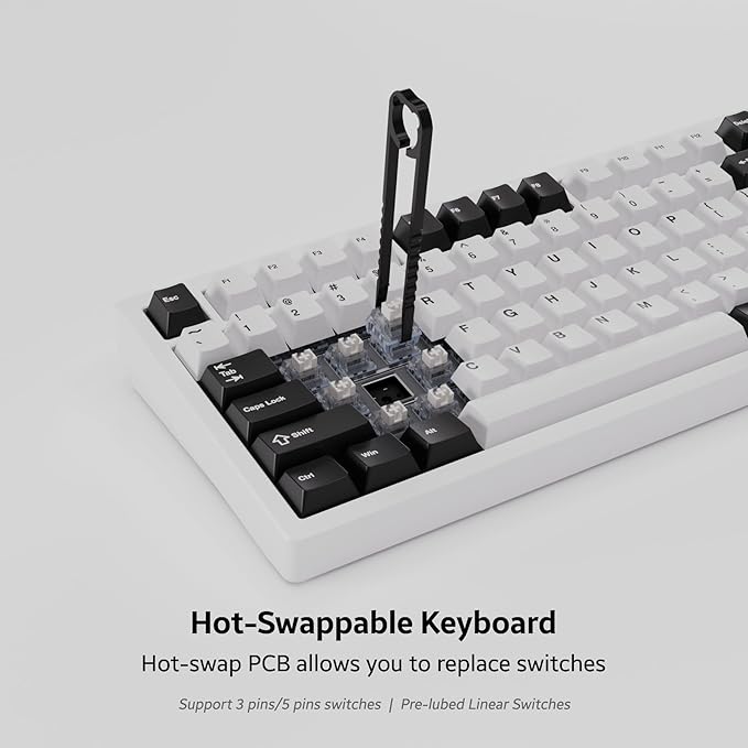 Chilkey ND75 Aluminum 75% Wireless Mechanical Gaming Keyboard with LCD Screen, Quick Assembly, BT/2.4G/USB-C, Hot Swappable Per-Key RGB Custom Keyboard for Windows, MacOS