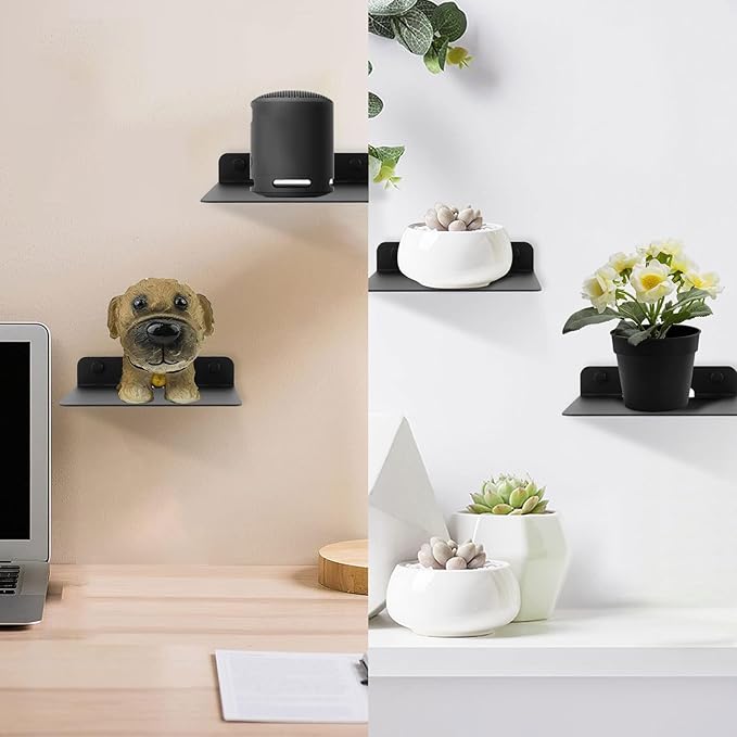 Metal Speaker Wall Mount - 4.25" Smart Device Holder for Google Nest Cam, Echo Dot, Small Speakers, Baby Monitor, Alexa (4.4lbs Capacity,2 Pack)