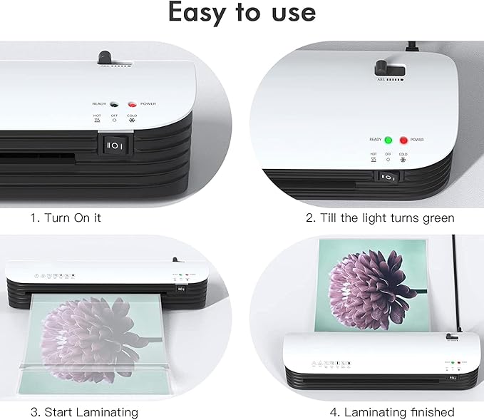 13 Inch Laminator Machine with Never Jam Technology, 40 Laminating Sheets, 4-in-1 A3 Thermal Laminator with Trimmer and Corner Rounder for Office, School, Business and Home Use