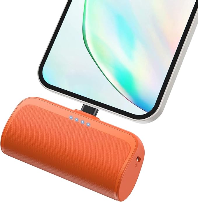 Mini Portable Charger Power Bank for iPhone,5200mAh Portable Phone Charger, Ultra-Compact PD Fast Charging Battery Pack Compatible with iPhone 14/14 Plus/Pro Max/13（Wine red）