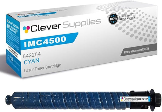 Clever Supplies CS Replacement Compatible with Ricoh IMC4500 Toner Cartridge 842282 to use with IM C6000 (Cyan, 1-Pack)