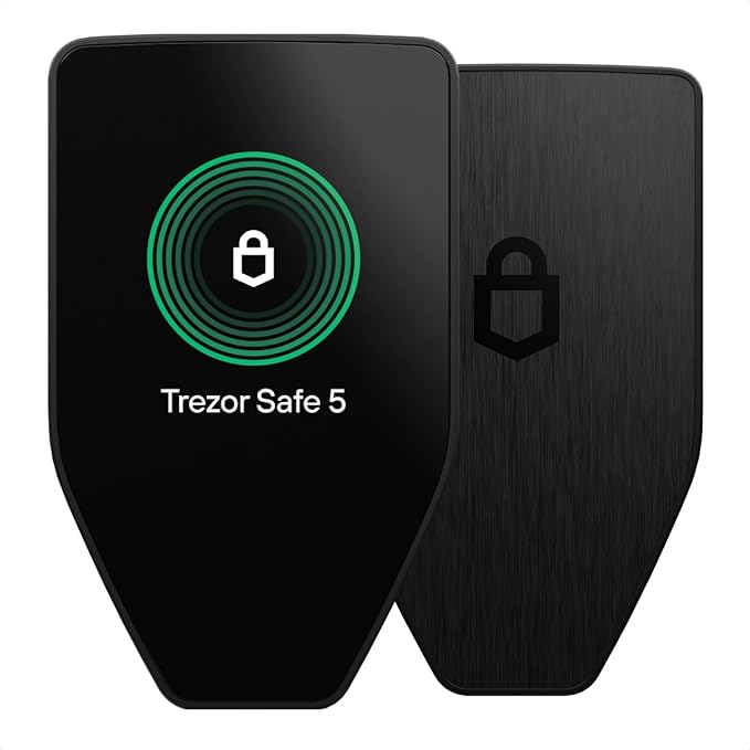 Trezor Safe 5 - Crypto Hardware Wallet with Secure Element & Passphrase, Color Touchscreen and Haptic Feedback, Protect your Bitcoin and Digital Assets (Black Graphite)