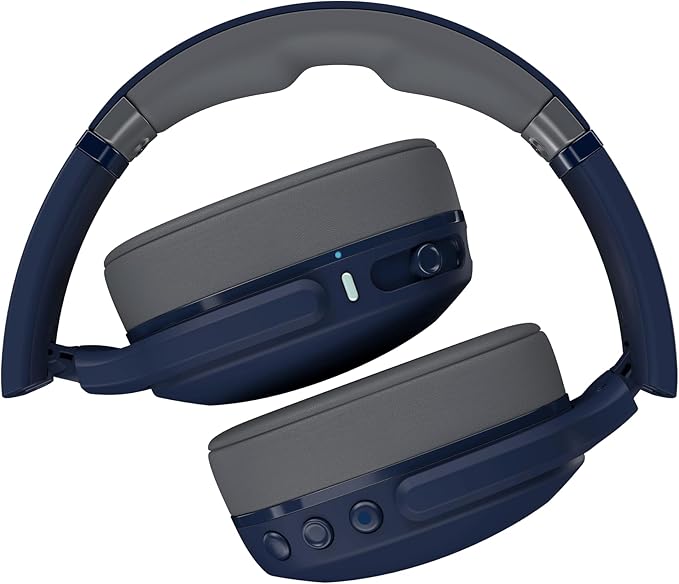 Skullcandy Crusher Evo Wireless Bluetooth Headphones with Multi-Sensory Bass, Noise Isolating Over-Ear Fit, Up to 40 Hours Battery, Microphone for iPhone Android - Blue/Grey