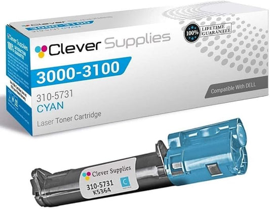CS Replacement Toner Cartridge Compatible with Dell 3000 310-5731 Cyan 3000cn 3100 3100cn 4000 Page Yield