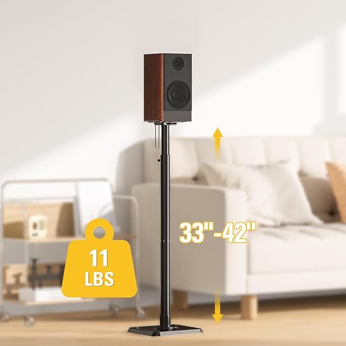 Mounting Dream Speaker Stands Height Adjustable for Satellite & Small Bookshelf Speakers, Set of 2 Floor Stand Mount for Bose Polk JBL Sony Yamaha and Others - 11LBS Capacity MD5402