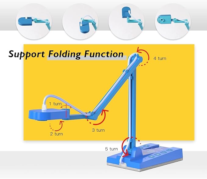 TreasLin USB Document Camera 15MP Document Camera for Teachers, Remote Learning, Classroom Presentations, Art Classes Online Teaching with Multi Angle Rotation Adjustment LED Light