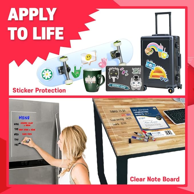 No Heat Laminating Sheets Self Sealing 8.7 x 12.2 Inch, 20 Pack, 4mil Thickness, Transparent, No Machine Self Adhesive Laminating Sheets, Protect documents and Photos [Letter Size] by HA SHI