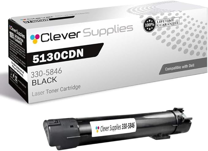 CS Replacement Toner Cartridge Compatible with Dell 5130CDN 330-5846 Black Color Laser 5120cdn 5130cdn 5140cdn Toner Cartridge Black