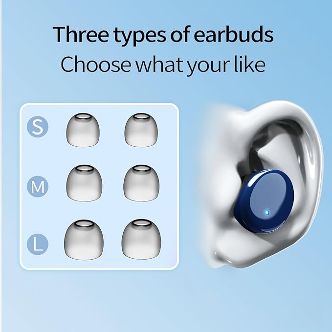 Wireless Earbuds in-Ear Headphones Bluetooth 5.3 with Built-in Mics Deep Bass Clear Call Ultralight Headsets Up to 60H Play Time for Studying Workout Gaming Blue