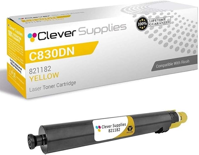 CS Replacement Toner Cartridge Compatible with Ricoh Aficio SP C830DN 821182 Yellow Color Yellow