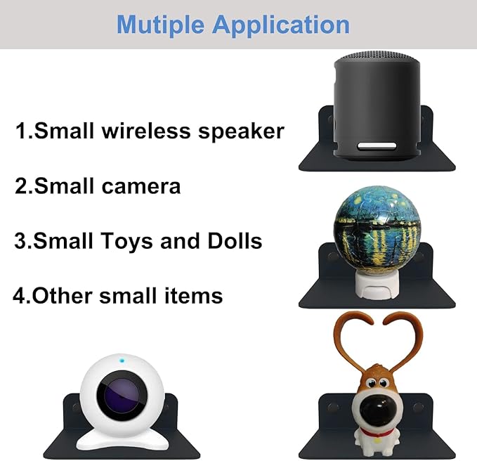 Metal Speaker Wall Mount - 4.25" Smart Device Holder for Google Nest Cam, Echo Dot, Small Speakers, Baby Monitor, Alexa (4.4lbs Capacity,2 Pack)