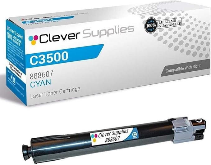 CS Replacement Toner Cartridge Compatible with Ricoh C3500 888607 Cyan Color Laser Aficio C3500 Aficio C4500 Aficio MP C3500 Aficio MP C3500 SPF Aficio MP C4500 Aficio MP C4500 SPF DSc535 DSc545 Cyan