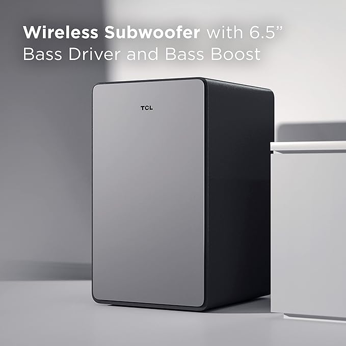 TCL 5.1ch Sound Bar with Wireless Subwoofer (Q6510, 2023 - Model), Dolby Audio, DTS Virtual:X, 430W, Built-in Center Channel Speaker, 2 Rear Surround Sound Speakers, Wall Mount / HDMI cable included