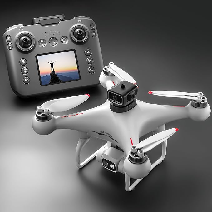 S116 GPS Drone with Screen Controller, Two-batteries, Brushless Motor, Altitude Hold, One Key Take Off/Landing, with Black Outdoor Carrying Case (White - 2 batteries)