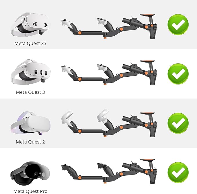 VR Gunstock for Meta Quest 3 Controller Accessories Gun Stock for Quest 3S /Quest 2 FPS Gaming Customized Shape Sizes (Black)