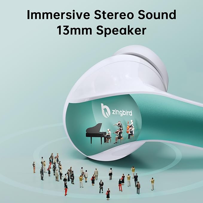 Wireless Earbuds, Bluetooth Ear Buds Headphones, 60H Long Playtime, Stereo Deep Bass, LED Power Display, IPX7 Sport Waterproof, Lightweight in-Ear Earphones with Mic for iPhone Android PC TV Computer