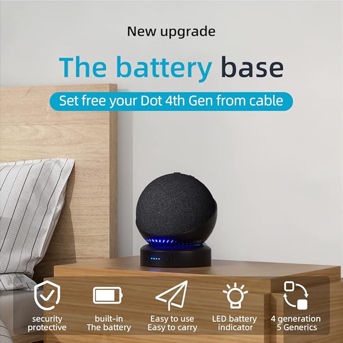 Battery Base for Echo dot 5th Generation Portable Echo Dot 4th Generation and Homepod Mini Battery Stand Accessories, not Including DOT speaaker (Black)