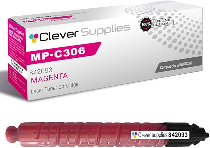 Clever Supplies CS Replacement Compatible with Ricoh MP-C306 Toner Cartridge 842093 to use with MPC307 MPC406 (Magenta, 1-Pack)