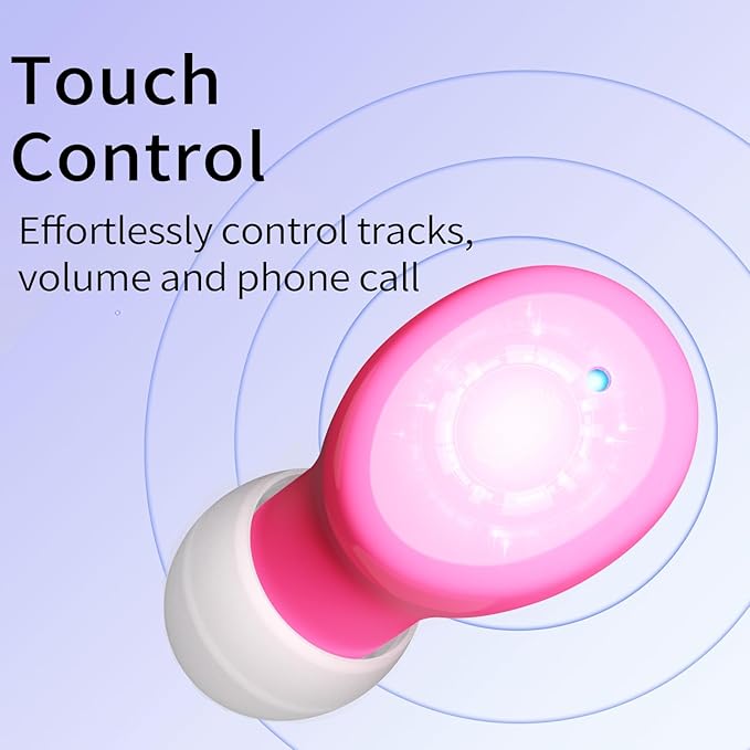 Wireless Earbuds in-Ear Headphones Bluetooth 5.3 with Built-in Mics Deep Bass Clear Call Ultralight Headsets Up to 60H Play Time for Studying Workout Gaming Pink