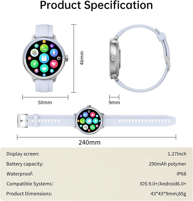 Smart Watch for Men Women(Answer/Make Calls), Smartwatch Built-in AI Voice, 1.27" HD Fitness Tracker with Heart Rate/Sleep/Step/SpO2 Monitor, 100+ Sports Modes, IP68 Waterproof Watch for Android iOS