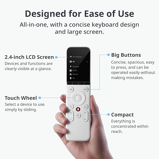 SwitchBot Universal Remote Control with Hub Mini Matter Enabled, Multi-use Smart Remote with Customize App, Control 25 IR/Bluetooth Devices and 10 Scenes, Compatible with TV/AC/SwitchBot BLE Devices