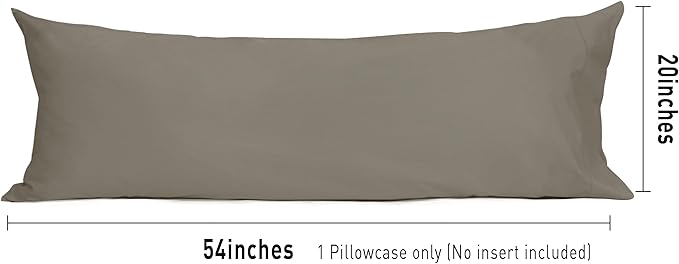 Sunflower Body Pillowcase 100% Cotton Long Pillow Cover/Case Envelope Closure 1 Pack, 21×54 inches Taupe Gray, Soft and Breathable