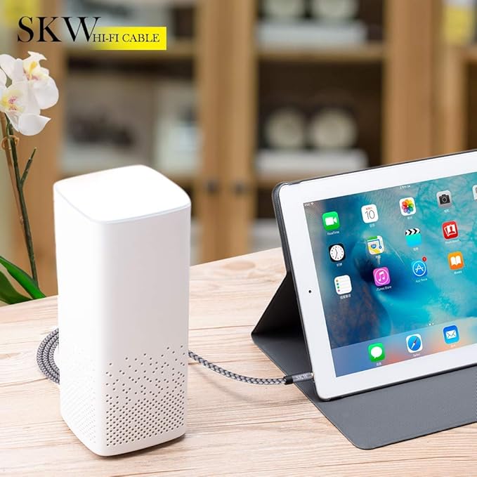 SKW Aux Cable for Car, 3.5mm to 3.5mm Aux Cord/Audio Jack Cable/Headphone Cable for iPhone, iPod, IPad, Echo Dot, Sony & More (Grey, 9.8ft/3M)