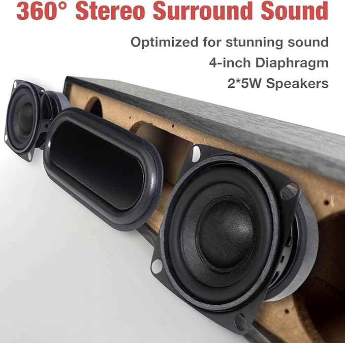 MICA Computer Speakers, Wired Computer Sound Bar, Wooden Mini Soundbar, USB Powered PC Speakers for Desktop Monitor, Laptop, Tablet, 3.5mm Aux Connection, Angled (Gray)