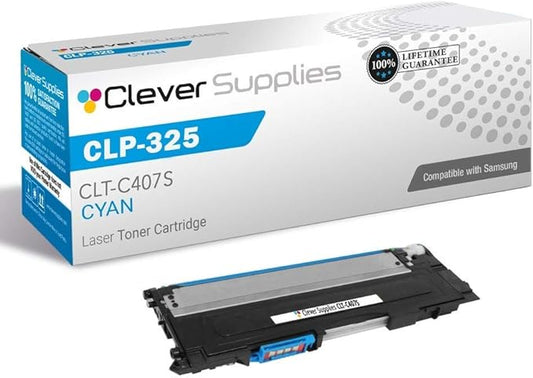 CS Replacement Toner Cartridge Compatible with Samsung CLP-325 CLT-C407S Cyan CLP Series CLP-320 CLP-320N CLP-321N Toner Cartridge Cyan
