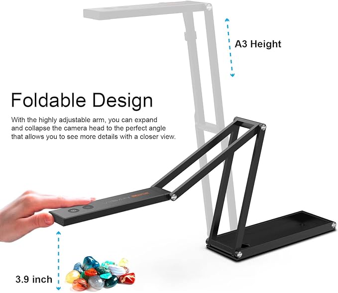 VIISAN Document Camera 13MP 4K with AF Lens, Foldable Webcam for Teachers Classroom, Built-in Mic & LED Light, Portable Overhead Cam for PC Mac, Web Conferencing Visualizer for Teaching