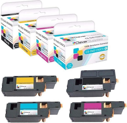 CS Replacement Toner Cartridge Compatible with Dell 1250 810WH Black C5GC3 Cyan XMX5D Magenta WM2JC Yellow 1250 1250c 1350 1350cnw C1760 C1760nw C1765 C1765nf C1765nfw 1355CN 1355CNW 4 Color Set