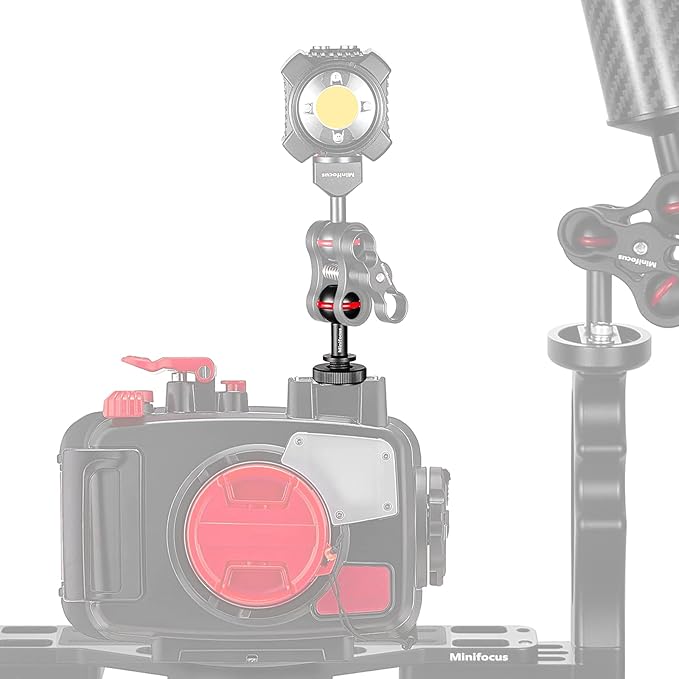 MINIFOCUS 1" Ball Head Cold Shoe Base Adapter, Universal Ball Joint Bracket with Cold Shoe Base Adapter for Diving Light Underwater Camera Waterproof Housings Case Video/Flash/Strobe Hot Shoes