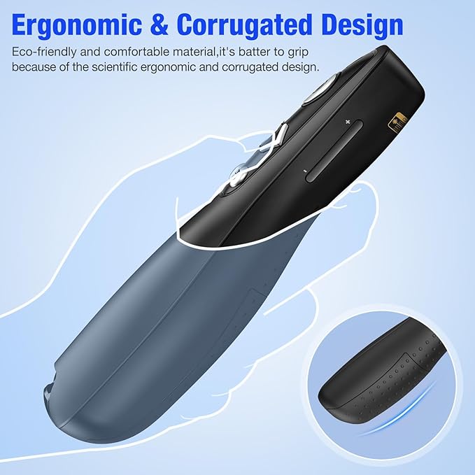 USB Type C Presentation Clicker with Red Light,Wireless Presenter Remote 2.4GHz Pointer for Powerpoint Presentations -Air Mouse Volume Control,Classroom Slide Clicker for MAC Computer Laptop PC